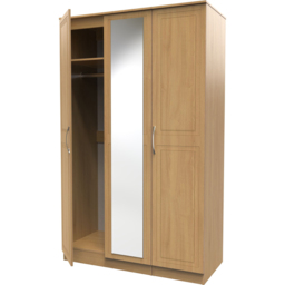 Crowndale Dorset 3 Door Modern Oak Mirrored Wardrobe Ready Assembled - Wood - Wilko - thumbnail 5