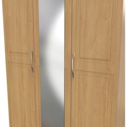 Crowndale Dorset 3 Door Modern Oak Mirrored Wardrobe Ready Assembled - Wood - Wilko - thumbnail 7
