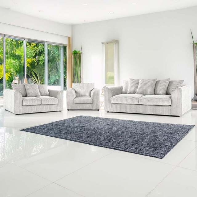 Luxor 6 Seater Silver Jumbo Cord Scatter Back Sofa Suite - Wilko - image 1