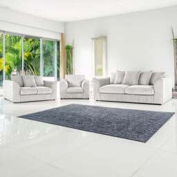 Luxor 6 Seater Silver Jumbo Cord Scatter Back Sofa Suite - Wilko