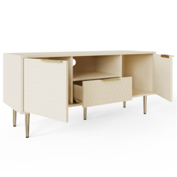 GFW Azariah 2 Door Single Drawer Single Shelf Ivory TV Unit - Size: 52.6 x 116.6 x 39cm - Wilko - thumbnail 5