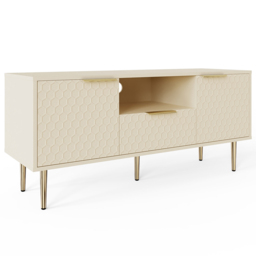 GFW Azariah 2 Door Single Drawer Single Shelf Ivory TV Unit - Size: 52.6 x 116.6 x 39cm - Wilko - thumbnail 3