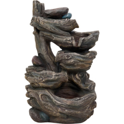 Living and Home 5-Tier Tree Trunk Wood and Rock Effect Solar LED Water Feature - Size: 27 x 19 x 46cm - Brown - Wilko - thumbnail 4