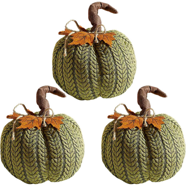 Garden Mile Green Plush Pumpkin Halloween Decoration Set 22cm 3 Pack - Size: 20 x 22 x 22cm - Wilko - image 1