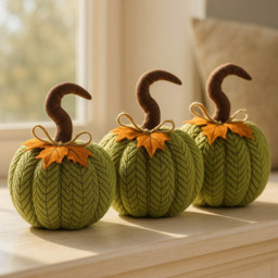 Garden Mile Green Plush Pumpkin Halloween Decoration Set 22cm 3 Pack - Size: 20 x 22 x 22cm - Wilko - thumbnail 3