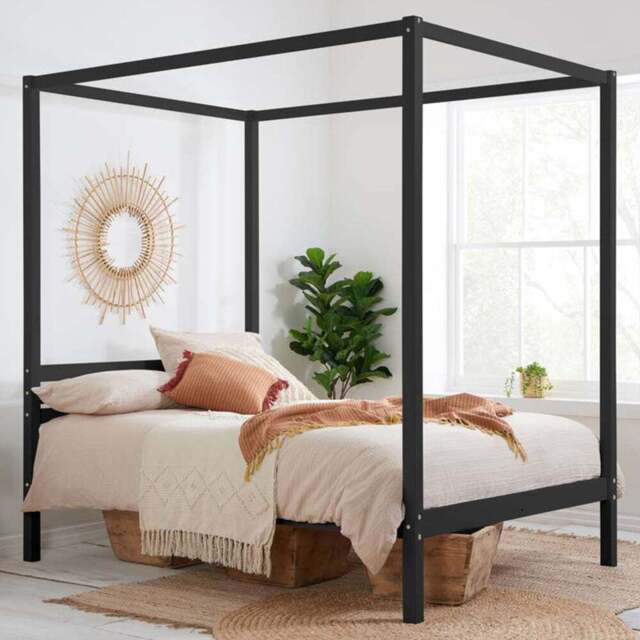 Mercia Double Black Four Poster Bed Frame - Birlea - Wilko - image 1