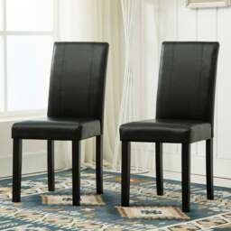 Set of 2 Black Faux Leather Dining Chair - MCC - Wilko - thumbnail 1