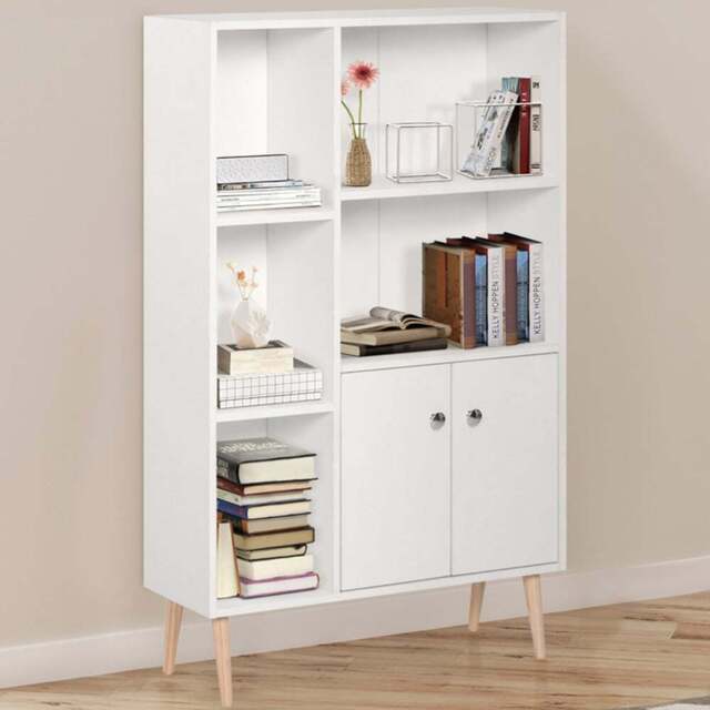 Portland 2 Door 5 Shelf White Bookcase - Wilko - image 1
