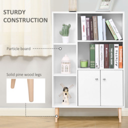 Portland 2 Door 5 Shelf White Bookcase - Wilko - thumbnail 6