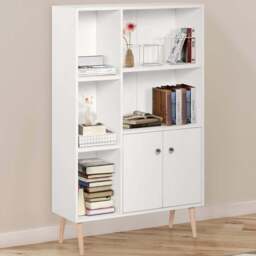 Portland 2 Door 5 Shelf White Bookcase - Wilko - thumbnail 1