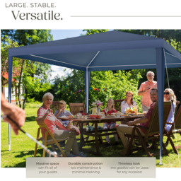 tectake Miramas 3 x 3m Blue Water Resistant Gazebo with 3 Side Panels - Wilko - thumbnail 4