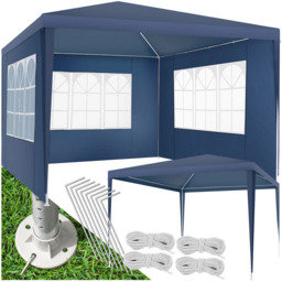 tectake Miramas 3 x 3m Blue Water Resistant Gazebo with 3 Side Panels - Wilko - thumbnail 3