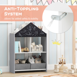 Costway 2 Drawer Grey Kids Wooden Dollhouse Bookshelf - Size: 81 x 36 x 13cm - Wilko - thumbnail 6