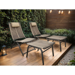 SOLACE+CO Esen Brown Garden Lounge Chair with Footstool - Size: 1 Seater - Wilko - thumbnail 5