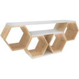 Decorotika Honey White and Oak Wide Hexagonal TV Unit - Size: 55.5 x 140 x 26.6cm - Multi - Wilko - thumbnail 6
