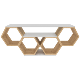 Decorotika Honey White and Oak Wide Hexagonal TV Unit - Size: 55.5 x 140 x 26.6cm - Multi - Wilko - thumbnail 3
