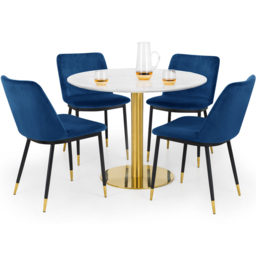 Julian Bowen Palermo Delaunay 4 Seater Round Dining Set White and Blue - Wilko - thumbnail 3