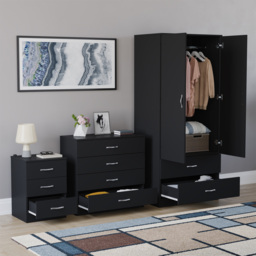 Vida Designs Riano Black 3 Piece Bedroom Furniture Set - Wilko - thumbnail 6