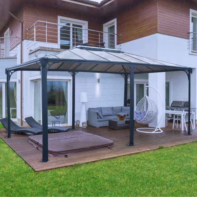 Palram Martinique 5000 4.9 x 3.5m Grey Bronze Garden Gazebo - Size: 4 x 5m - Palram Canopia - Wilko - image 1