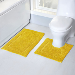Mayfair Ochre Micro Fibre Bath Mat Set - Yellow - Wilko - thumbnail 3