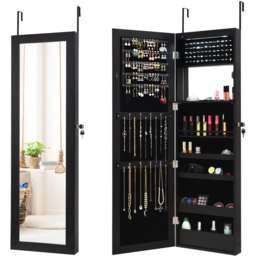 Costway Black LED Mirror Jewellery Cabinet - Size: 132 x 44cm - Wilko - thumbnail 3
