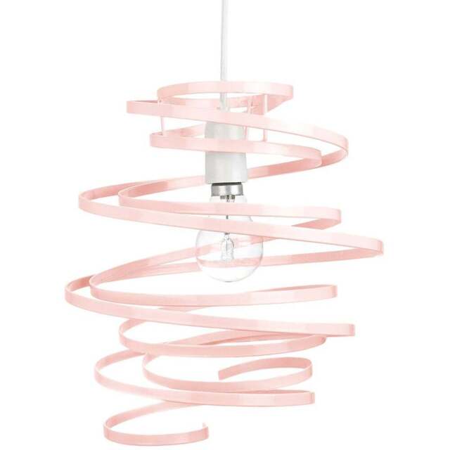 Happy Homewares Pink Gloss Metal Ribbon Swirl Ceiling Light Pendant - Size: 35 x 23 x 23cm - Wilko - image 1