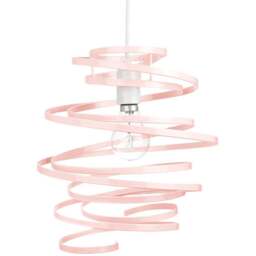 Happy Homewares Pink Gloss Metal Ribbon Swirl Ceiling Light Pendant - Size: 35 x 23 x 23cm - Wilko