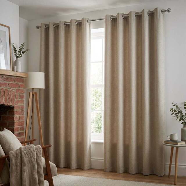 Taylor Blackout Eyelet Curtains - Natural/229cm - My - Wilko - image 1