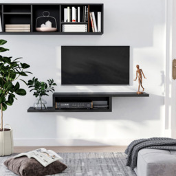 HOMCOM 2-Tier Black Floating TV Stand - Size: 21.0 cm x 29.8 cm x 152.4 cmcm - Wilko - thumbnail 4