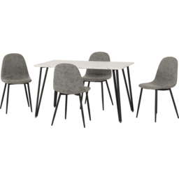 Seconique Marlow and Athens 4 Seater Dining Set White Marble and Grey PU - White Marble/Grey Pu - Wilko - thumbnail 4