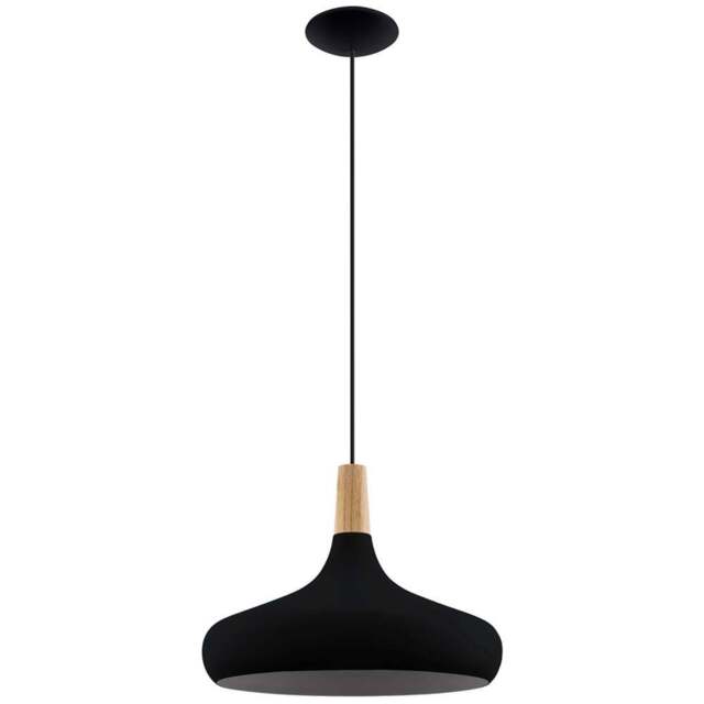 EGLO Sabinar Black Metal and Wood Pendant Light 40cm - Size: 40.0 x 40.0 x 110.0cm - Wilko - image 1