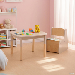 FurnitureHMD Natural and Grey Kids Wooden Storage Table and Chair Set - Size: 47 x 65 x 65cm - Grey+Natural - Wilko - thumbnail 6