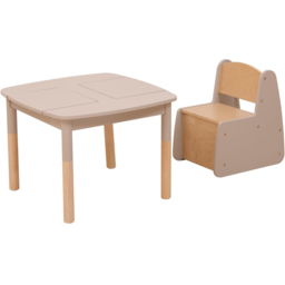 FurnitureHMD Natural and Grey Kids Wooden Storage Table and Chair Set - Size: 47 x 65 x 65cm - Grey+Natural - Wilko - thumbnail 3
