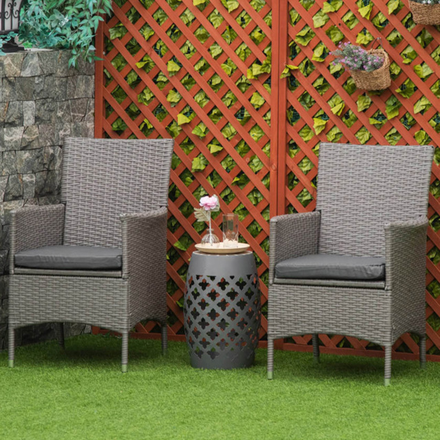 Outsunny Set of 2 Grey Rattan Dining Chair - Size: 1 Seater - Wilko - image 1