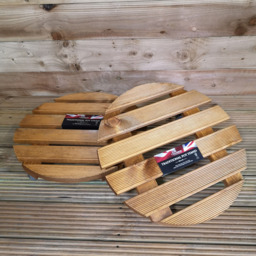 Samuel Alexander Tom Chambers Round Traditional Wood Pot Stand 2 Pack - Size: 10 x 50 x 50cm - Brown - Wilko - thumbnail 4