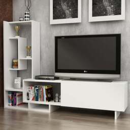 Decorotika Pega 6 Shelf White TV Unit - Size: 120 x 160 x 29.5cm - Wilko