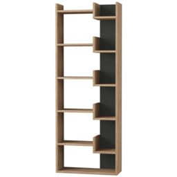Decortie Oppa Oak and Anthracite Grey 5 Zigzag Shelf Bookcase - Size: 5 Shelf - Multi - Wilko - thumbnail 3