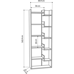 Decortie Oppa Oak and Anthracite Grey 5 Zigzag Shelf Bookcase - Size: 5 Shelf - Multi - Wilko - thumbnail 6