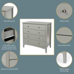 Como 4 Drawer Light Grey Chest of Drawers - Core Products - Wilko - thumbnail 7
