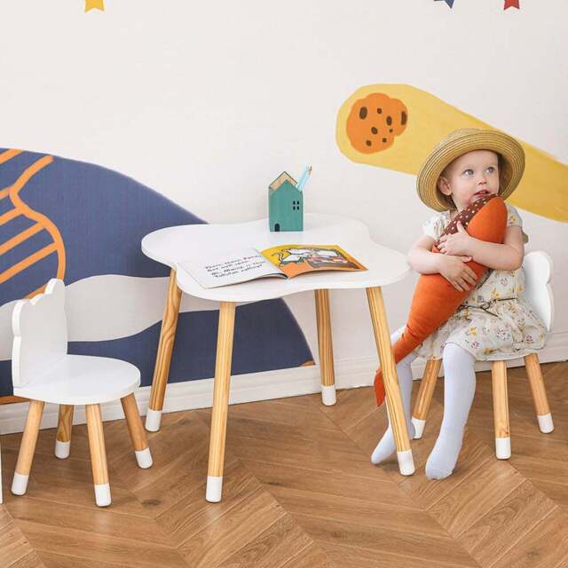 Tommy Toys 2 Seater White Bear Shaped Kids Table and Chair Set - Wilko - image 1