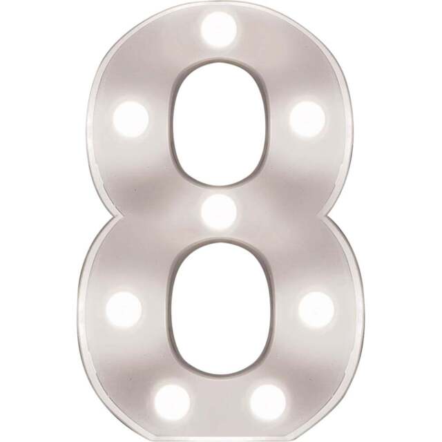 St Helens Battery Operated 3D LED Number 8 Light - Size: 21.8 x 4.3 x 16.5cm - White - Wilko - image 1