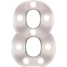 St Helens Battery Operated 3D LED Number 8 Light - Size: 21.8 x 4.3 x 16.5cm - White - Wilko