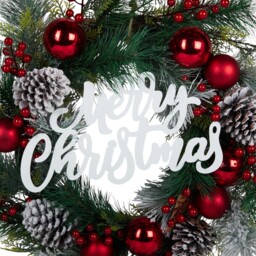 Merry Christmas Bauble Wreath Green and Red - Wilko - thumbnail 3