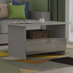 Crowndale Camden Single Drawer Single Shelf Grey Gloss and Dusk Grey Coffee Table Ready Assembled - Size: 50 x 93 x 59cm - Grey Gloss & Dusk Grey - Wi