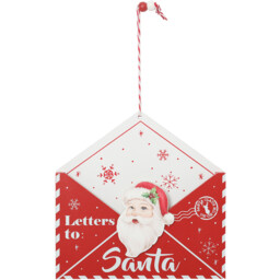 Letters to Santa Wooden Hanging Decoration Red and White - Santa's Chalet - Wilko - thumbnail 1