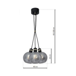 Milagro Omega Black Pendant Lamp 230V - Size: 40 x 40 x 100cm - Wilko - thumbnail 7