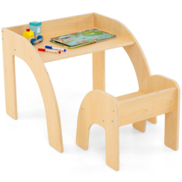 Costway Natural Wooded Toddler Kids Desk Set - Size: 60 x 59 x 50cm - n/a - Wilko - thumbnail 3