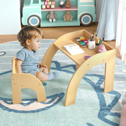 Costway Natural Wooded Toddler Kids Desk Set - Size: 60 x 59 x 50cm - n/a - Wilko - thumbnail 5