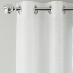 Tyrone Textiles Crete White Linen Look Eyelet Voile Panel Curtains 140 x 137cm - Size: W 140 x D 137cm - Wilko - thumbnail 3