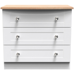 Crowndale Sussex 3 Drawer White Ash and Bardolino Oak Chest of Drawers Ready Assembled - Wilko - thumbnail 4